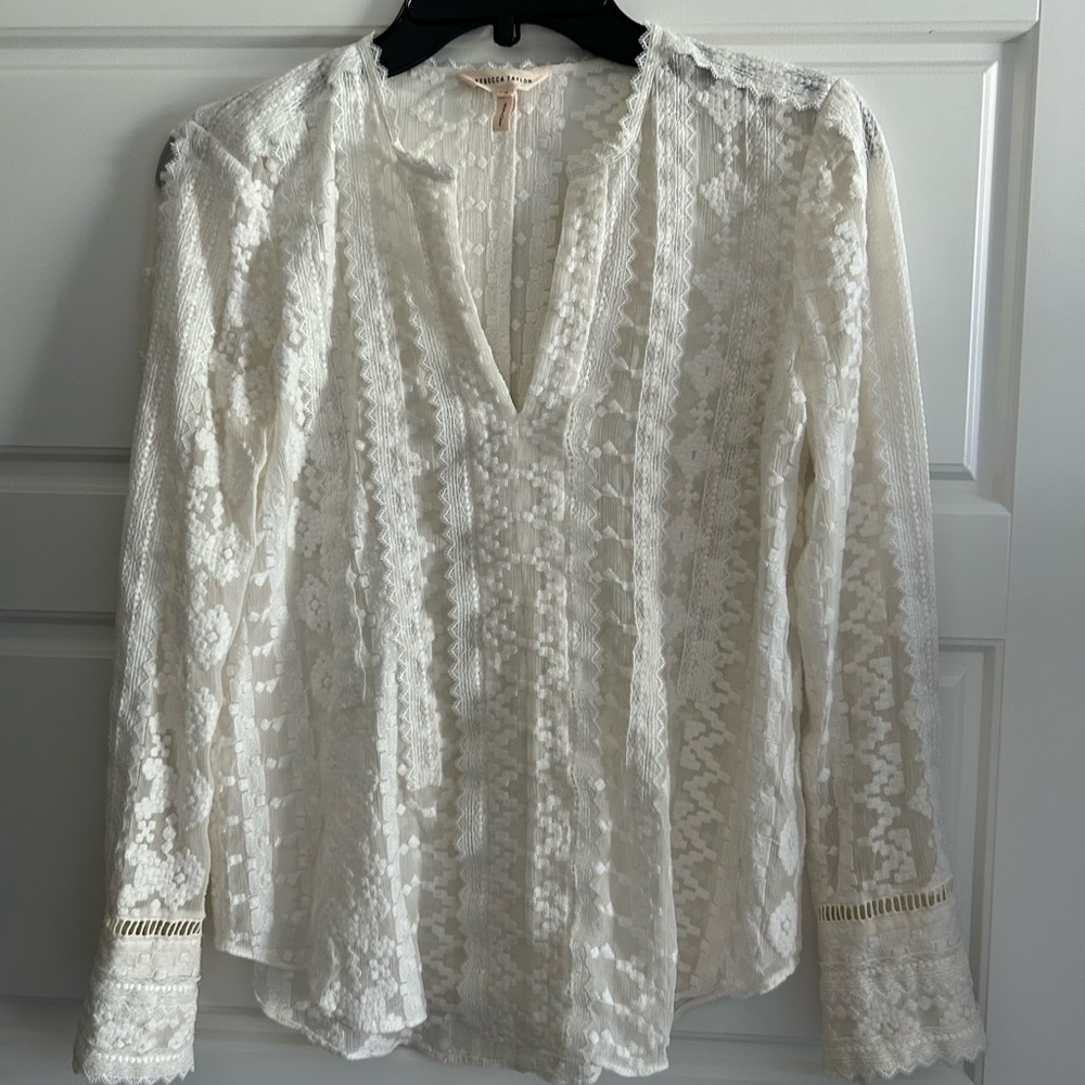 Rebecca Taylor Cream Lace Blouse